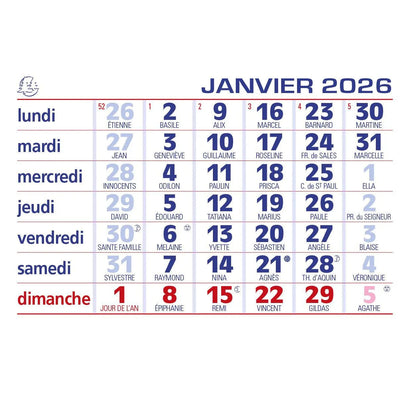 EXA Recharge Calendrier Bloc Seul pour Chevalet-Recharge Agenda-Exacompta-Papeterie du Dôme