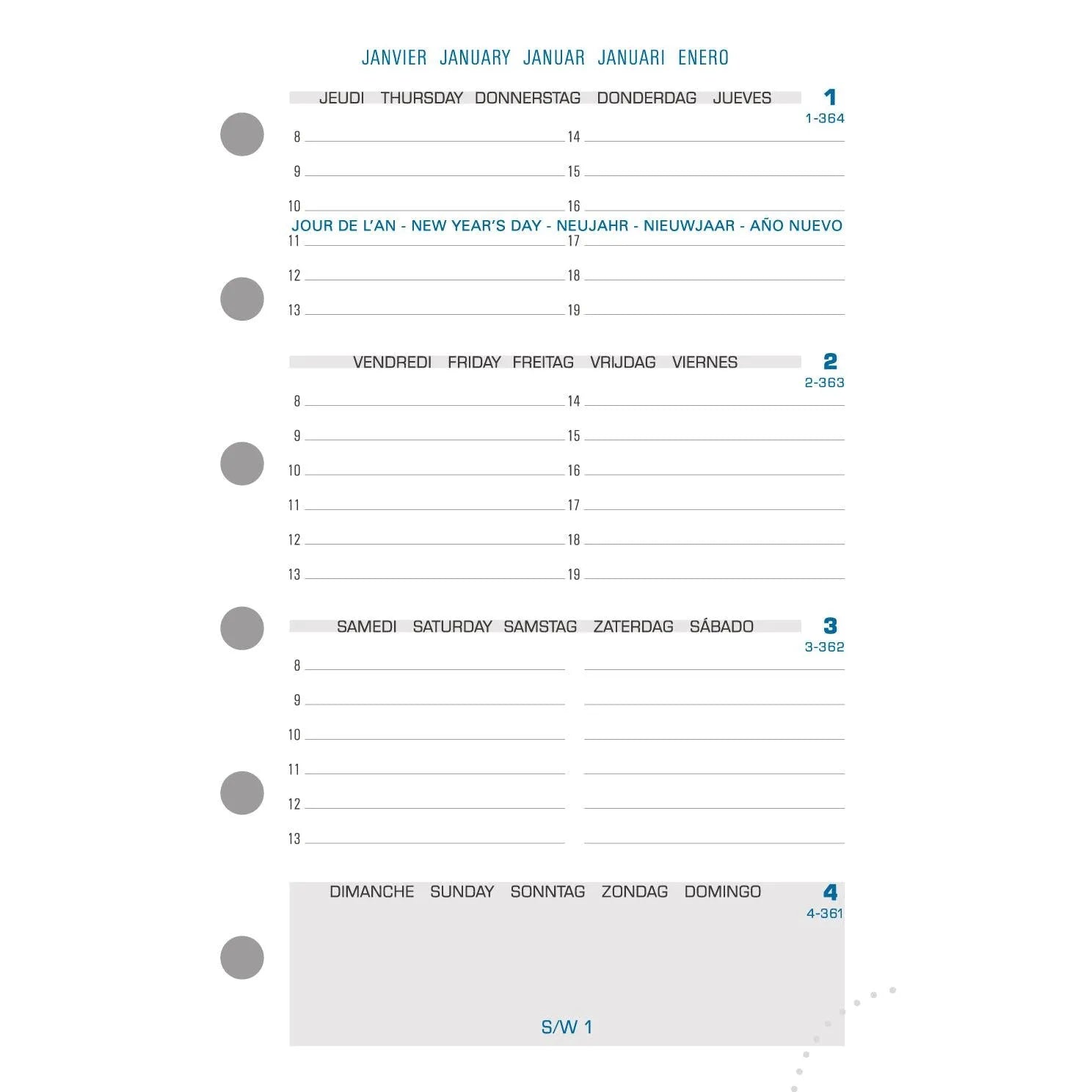 EXA Recharge Exatime 14 Sem/2Pages Horizontale SAD-Recharge Agenda-Exacompta-Papeterie du Dôme