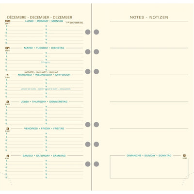 EXA Recharge Exatime 17 Semainier Étroit Ivoire-Recharge Agenda-Exacompta-Papeterie du Dôme