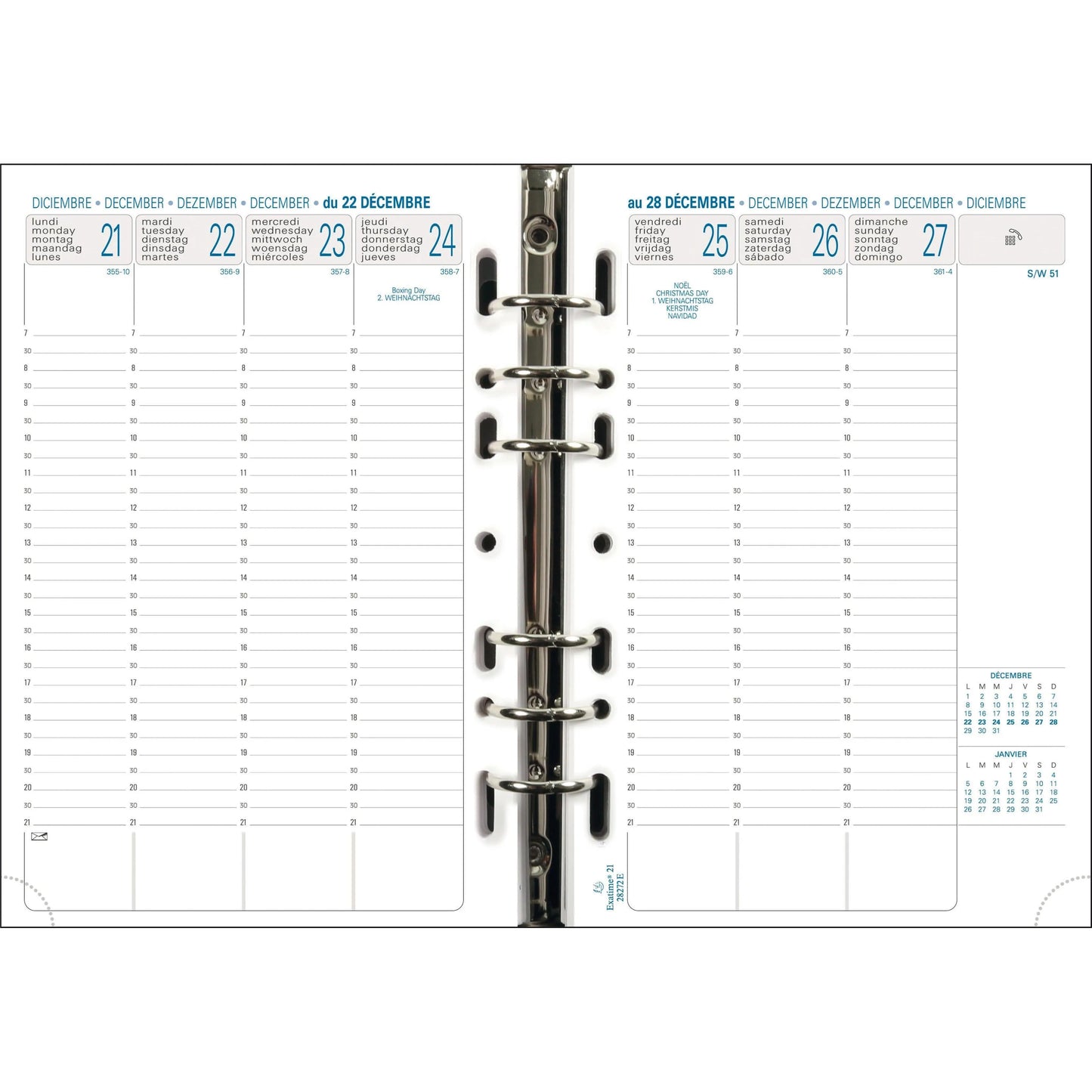 EXA Recharge Exatime 21 Semaine/2P Vertical SAD-Recharge Agenda-Exacompta-Papeterie du Dôme