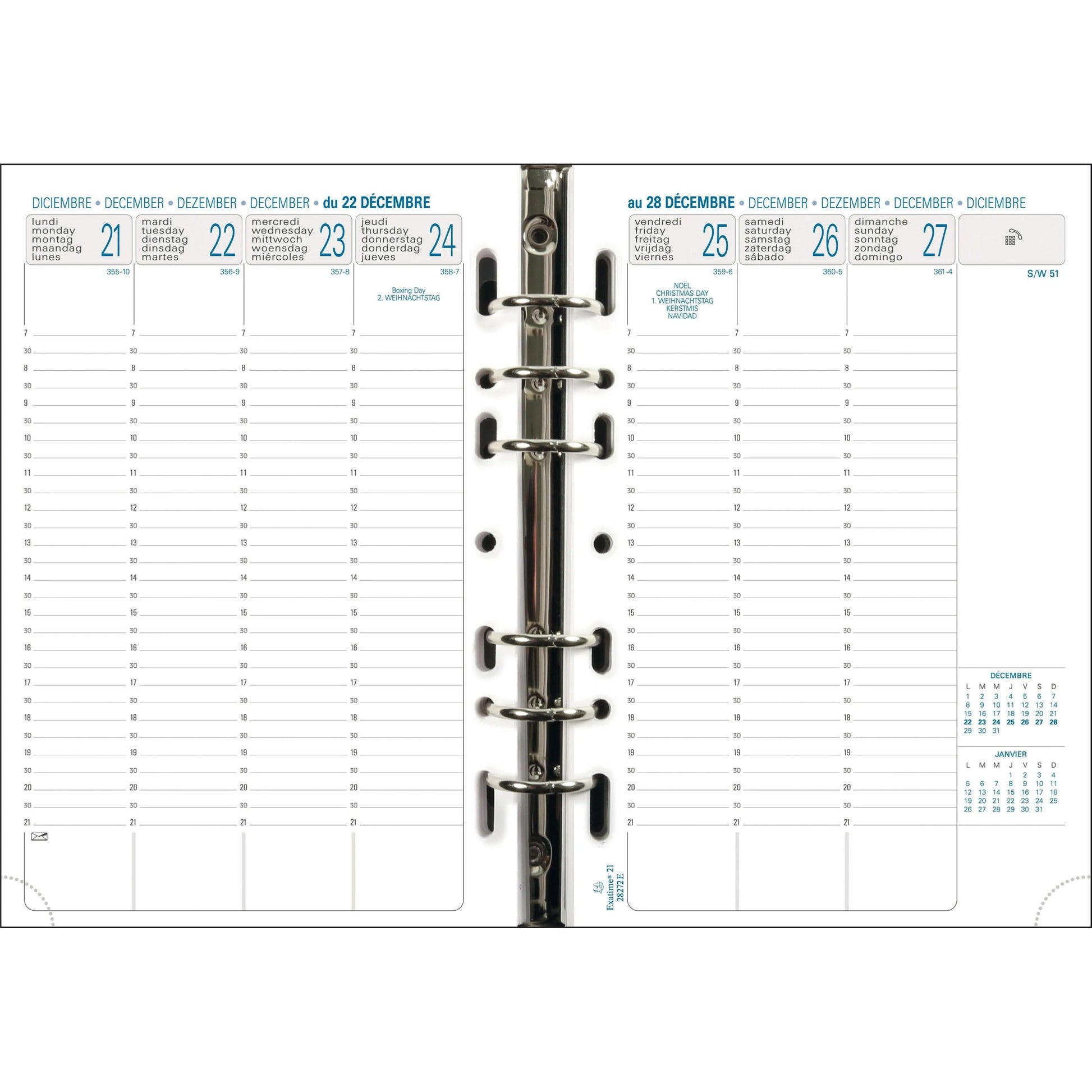 EXA Recharge Exatime 21 Semaine/2P Vertical SAD-Recharge Agenda-Exacompta-Papeterie du Dôme