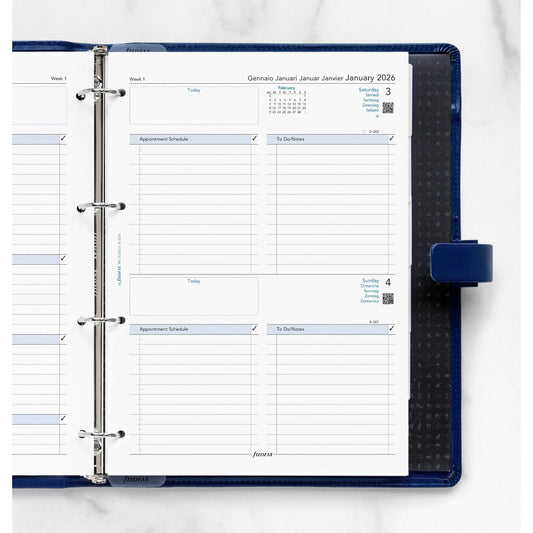 FFX A4 Agenda Business 1Jour/Page 5 Langues avec Heures FILOFAX-Recharge-Filofax-Papeterie du Dôme