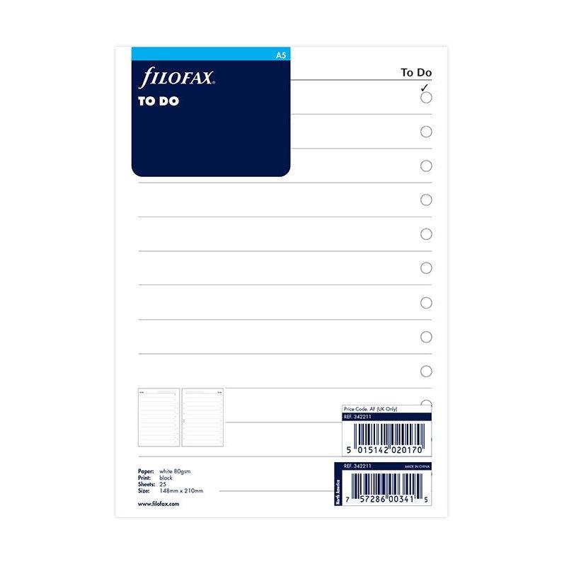 FFX A5 Accessoire Feuilles To Do FILOFAX-Recharge-Filofax-Papeterie du Dôme