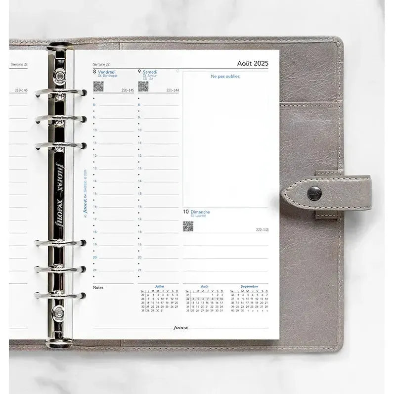 FFX A5 Agenda Août à Juillet Semaine/2 Pages Vertical FR FILOFAX-Recharge-Filofax-Papeterie du Dôme