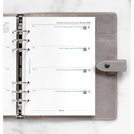 FFX A5 Agenda Semaine/2Pages Horizontal 5 Langues FILOFAX-Recharge Agenda-Filofax-Papeterie du Dôme