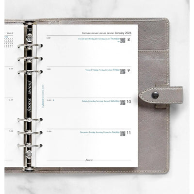 FFX A5 Agenda Semaine/2Pages Horizontal 5 Langues-Recharge Agenda-Filofax-Papeterie du Dôme