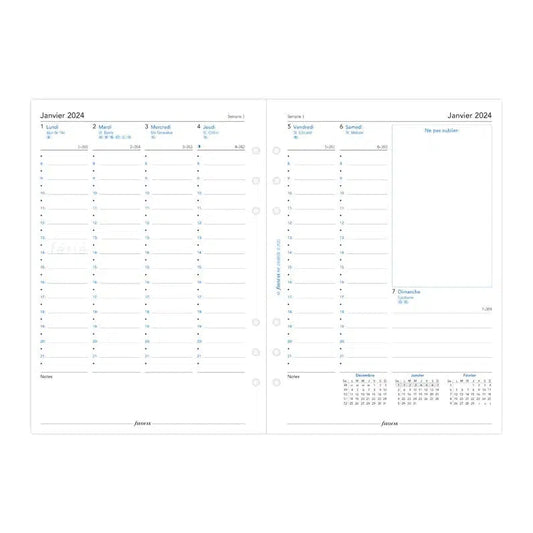 FFX A5 Recharge Semaine/2Pages Verticale FR-Recharge-Filofax-2024-Papeterie du Dôme