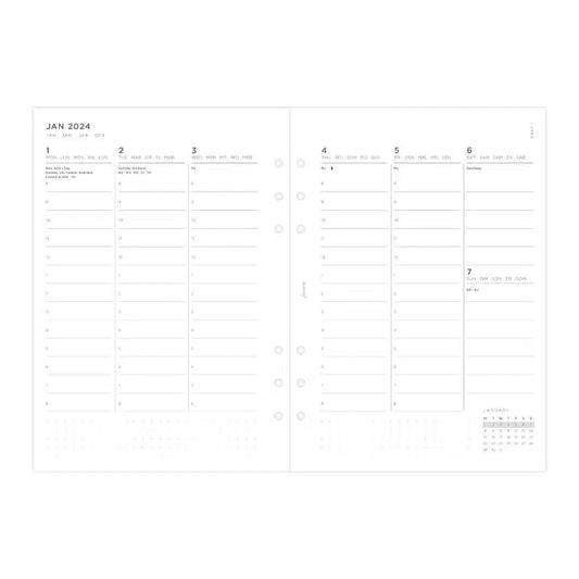 FFX A5 Semaine/2 Pages Verticale Minimal-Recharge-Filofax-2024-Papeterie du Dôme