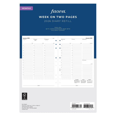 FFX Desk Agenda Semaine/2Pages GB FILOFAX-Recharge Agenda-Filofax-2026-Papeterie du Dôme
