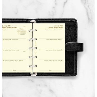 FFX Mini Agenda S/2P Crème 4 Langues FILOFAX-Recharge Agenda-Filofax-Papeterie du Dôme