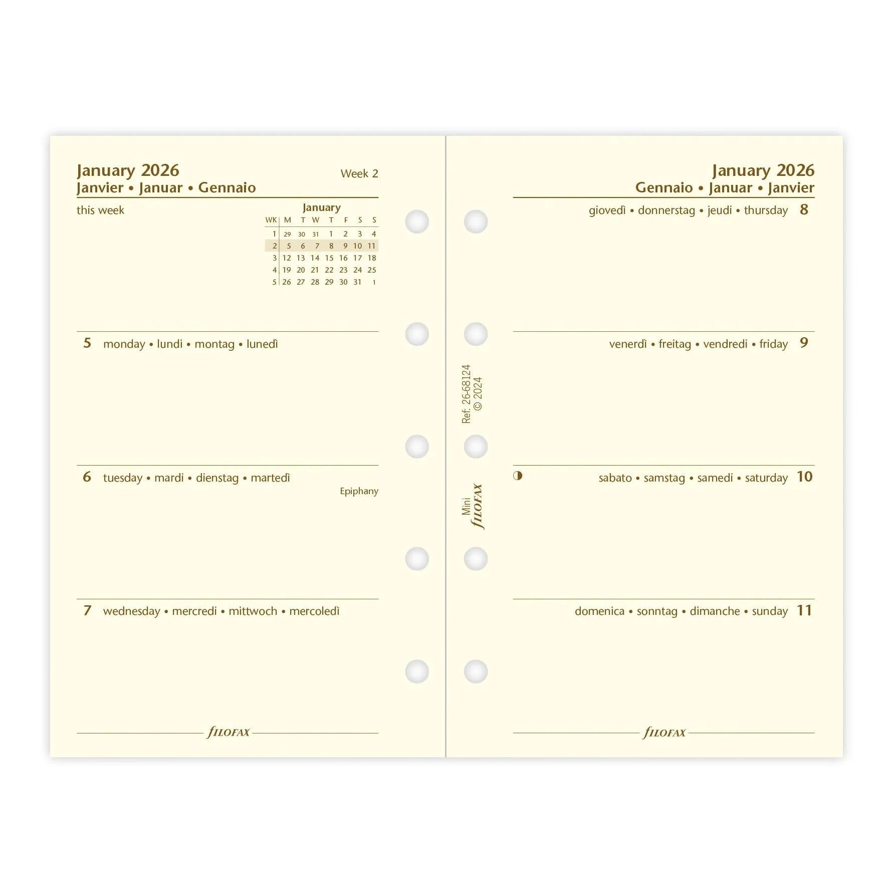 FFX Mini Agenda S/2P Crème 4 Langues FILOFAX-Recharge Agenda-Filofax-Papeterie du Dôme