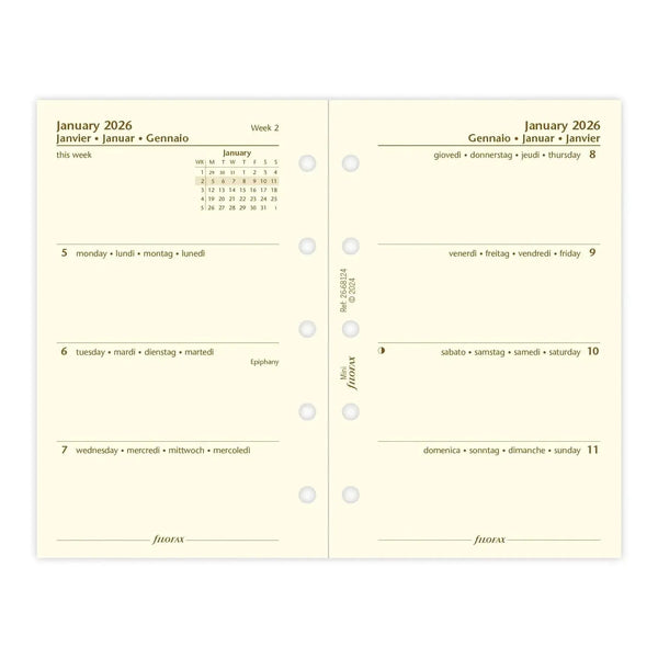 FFX Mini Agenda S/2P Crème 4 Langues-Recharge Agenda-Filofax-Papeterie du Dôme