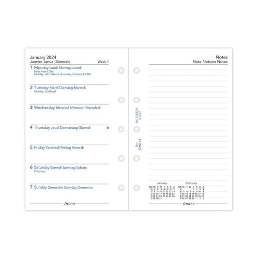FFX Mini Semaine/1 page + notes-Recharge-Filofax-2024-Papeterie du Dôme