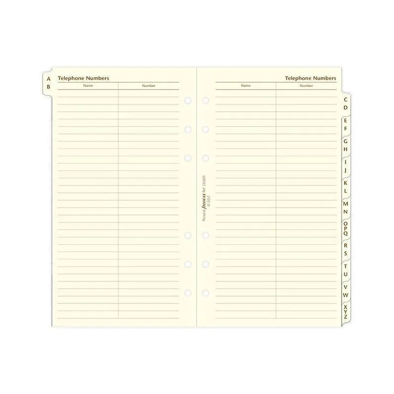 FFX Personal A-Z Slimline Index Creme-Recharge-Filofax-Papeterie du Dôme