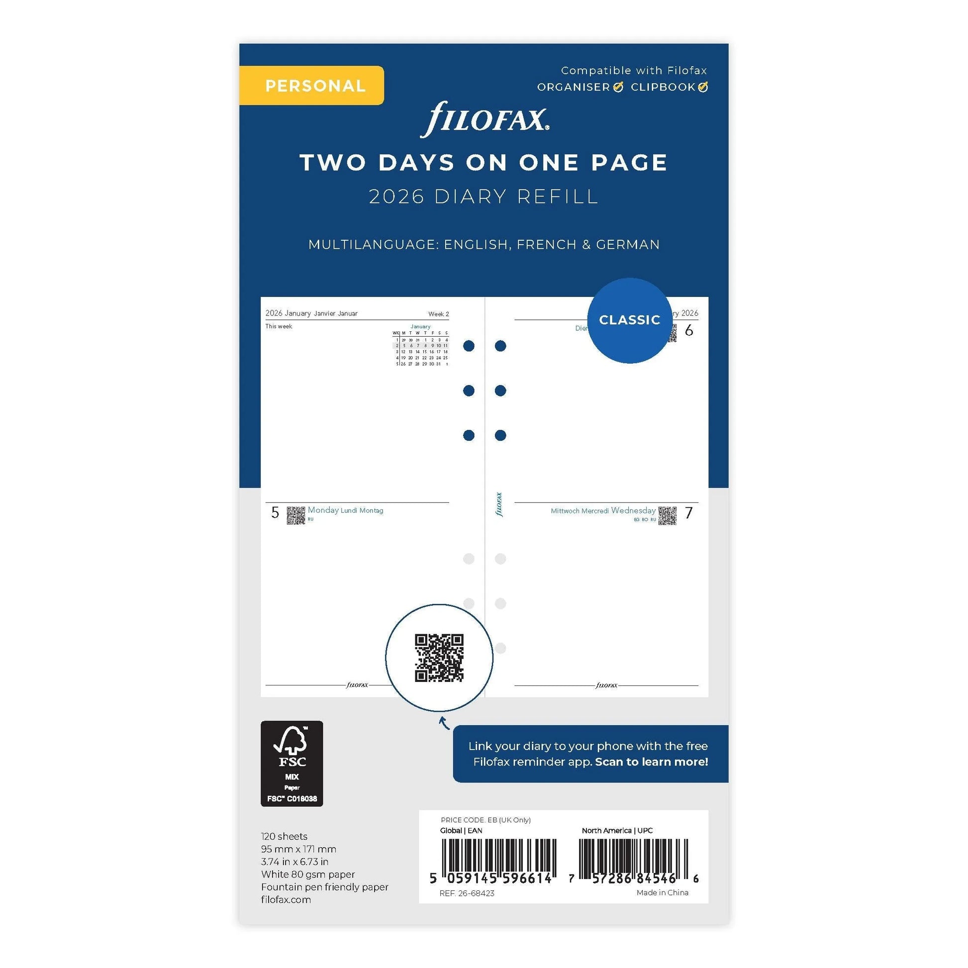 FFX Personal Agenda 2Jours/Page 3 Langues FILOFAX-Recharge-Filofax-Papeterie du Dôme