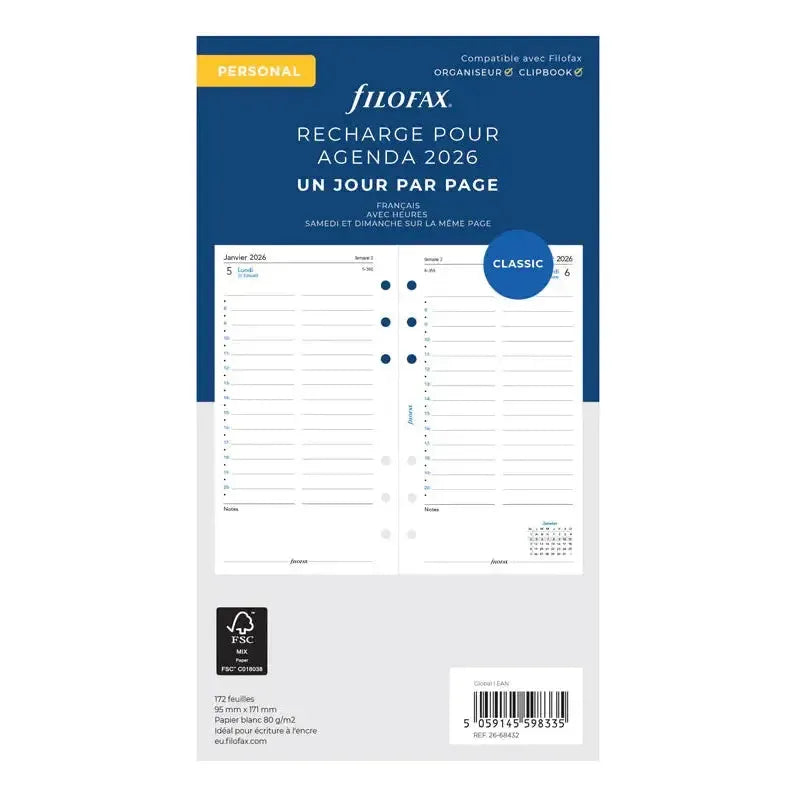 FFX Personal Agenda Jour par Page - français FILOFAX-Recharge Agenda-Filofax-Papeterie du Dôme