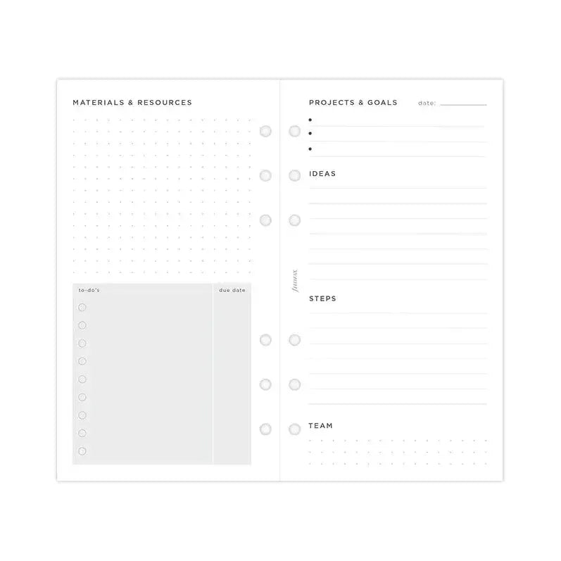 FFX Personal Projects & Goals Tracker-Recharge-Filofax-Papeterie du Dôme