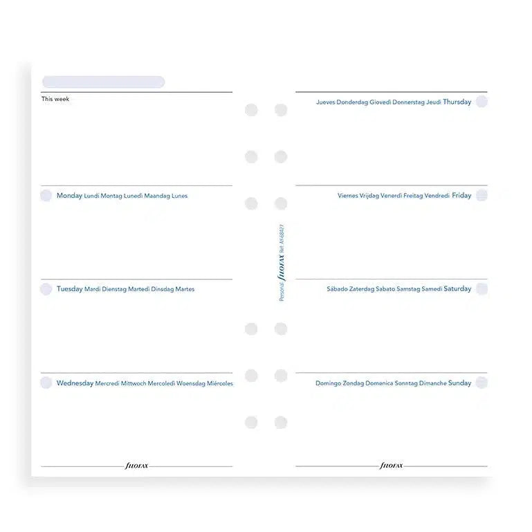 FFX Personal Semaine/2 Pages Horizontal 5 Langues Non Daté-Recharge-Filofax-Papeterie du Dôme