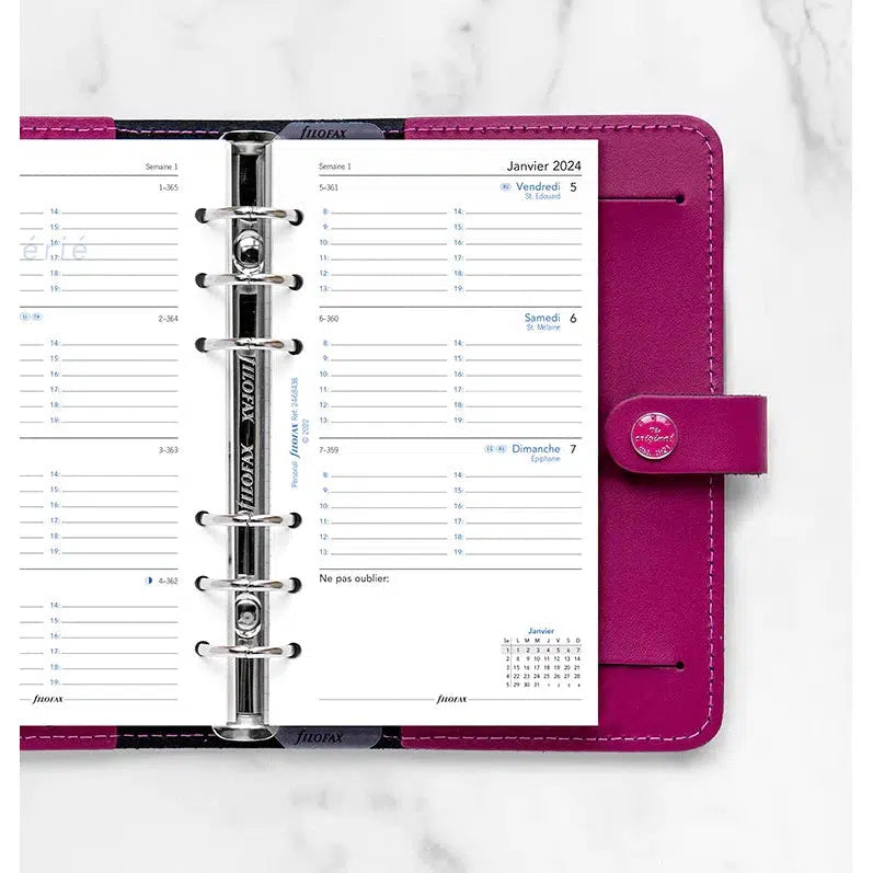 FFX Personal Semaine/2 Pages Horizontal avec Heures FR-Recharge-Filofax-2024-Papeterie du Dôme