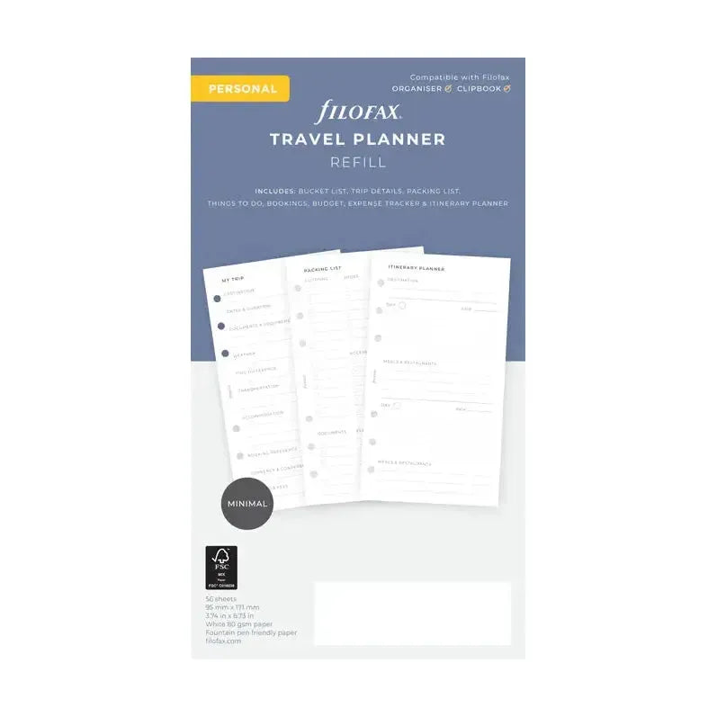 FFX Personal Travel Planner-Recharge-Filofax-Papeterie du Dôme