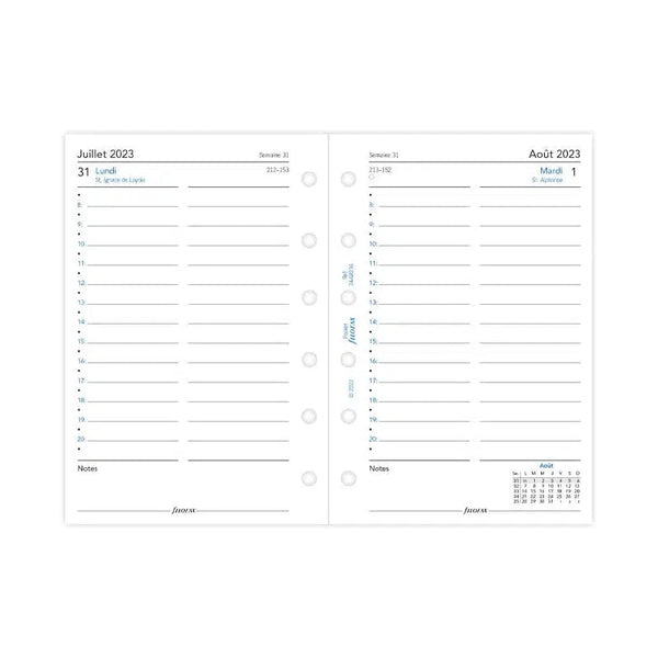 FFX Pocket Agenda Août à Septembre 1Jour/Page FILOFAX-Recharge Agenda-Filofax-Papeterie du Dôme