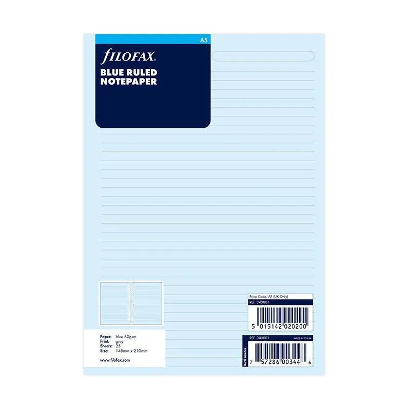 FFX Recharge A5 Feuilles Lignées Bleues-Recharge-Filofax-Papeterie du Dôme