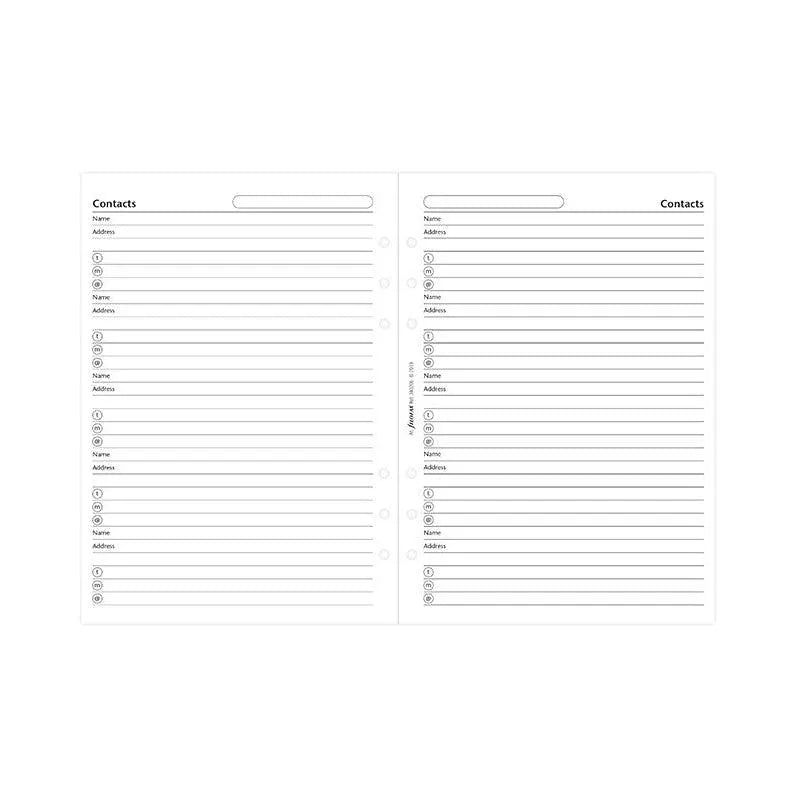 FFX Recharge A5 Nom/Adresse/Tel/Fax GB-Recharge-Filofax-Papeterie du Dôme