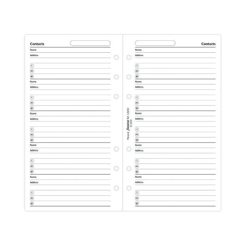 FFX Recharge Personal Nom/Adresse/Tél GB-Autres Recharges Agenda-Filofax-Papeterie du Dôme