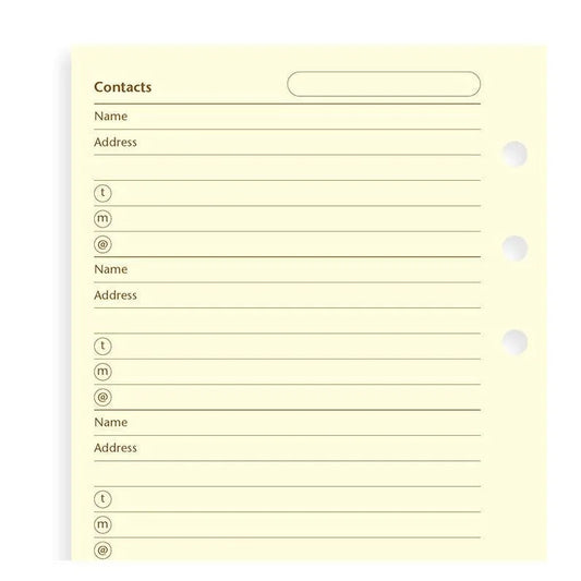 FFX Recharge Personal Nom/Adresse/Téléphone Crème-Autres Recharges Agenda-Filofax-Papeterie du Dôme