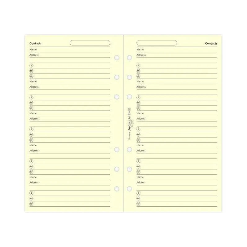 FFX Recharge Personal Nom/Adresse/Téléphone Crème-Autres Recharges Agenda-Filofax-Papeterie du Dôme