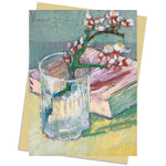 FLT Carte Double avec Enveloppe-Carterie-Flame Tree Publishing-Vincent van Gogh: Flowering Almond Branch in a Glass with a Book-Papeterie du Dôme