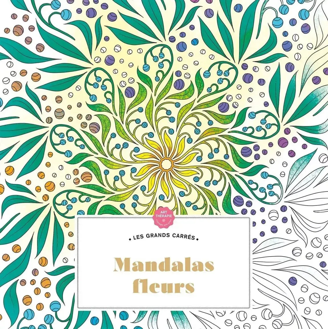 HAC Livre de Coloriage Art Thérapie-Coloriage-Hachette Heroes-Grand Carré-Mandalas fleurs-Papeterie du Dôme