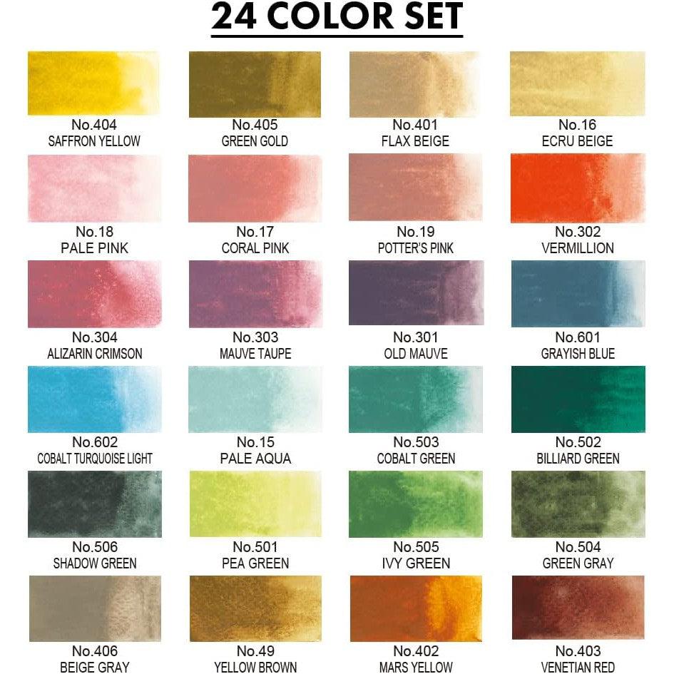 KUR Boîte d'Aquarelles Gansai 24 Godets-Aquarelle-Kuretake-Papeterie du Dôme