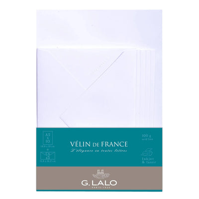 LALO Ensemble 10 Feuilles A5 et 5 Enveloppes Vélin de France-Correspondance-Lalo-Papeterie du Dôme