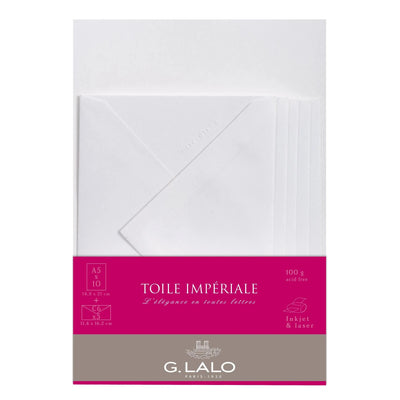 LALO Toile Impériale 10 Feuilles A5 + 5 Enveloppes C6-Correspondance-Lalo-Papeterie du Dôme