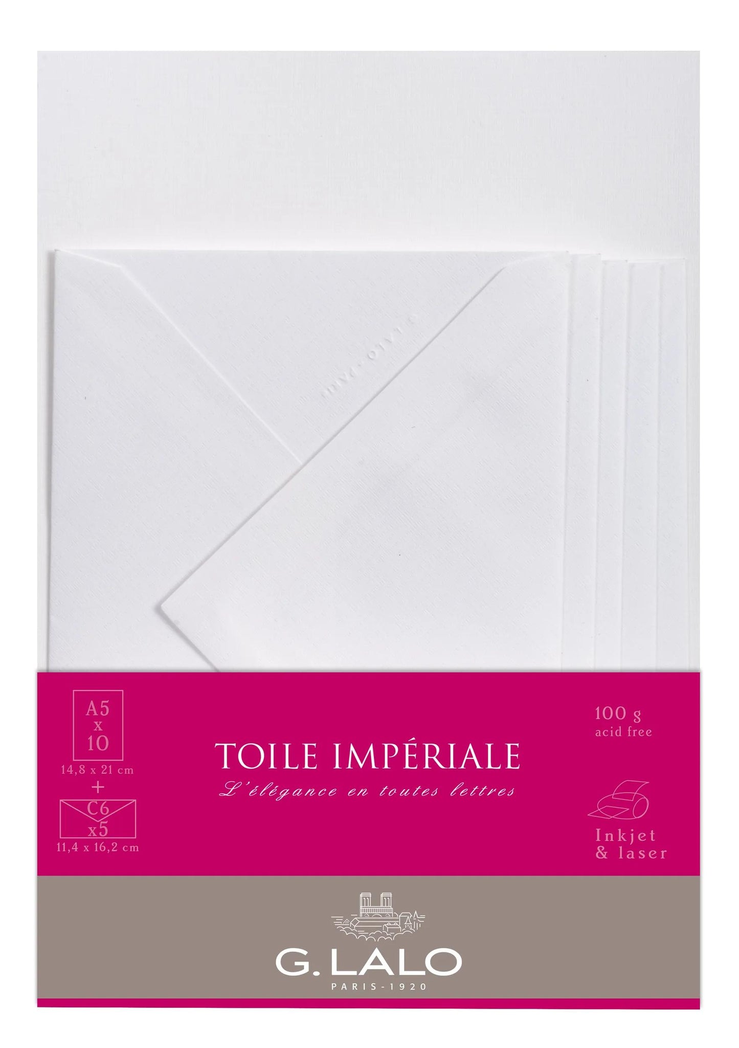 LALO Toile Impériale 10 Feuilles A5 + 5 Enveloppes C6-Correspondance-Lalo-Papeterie du Dôme