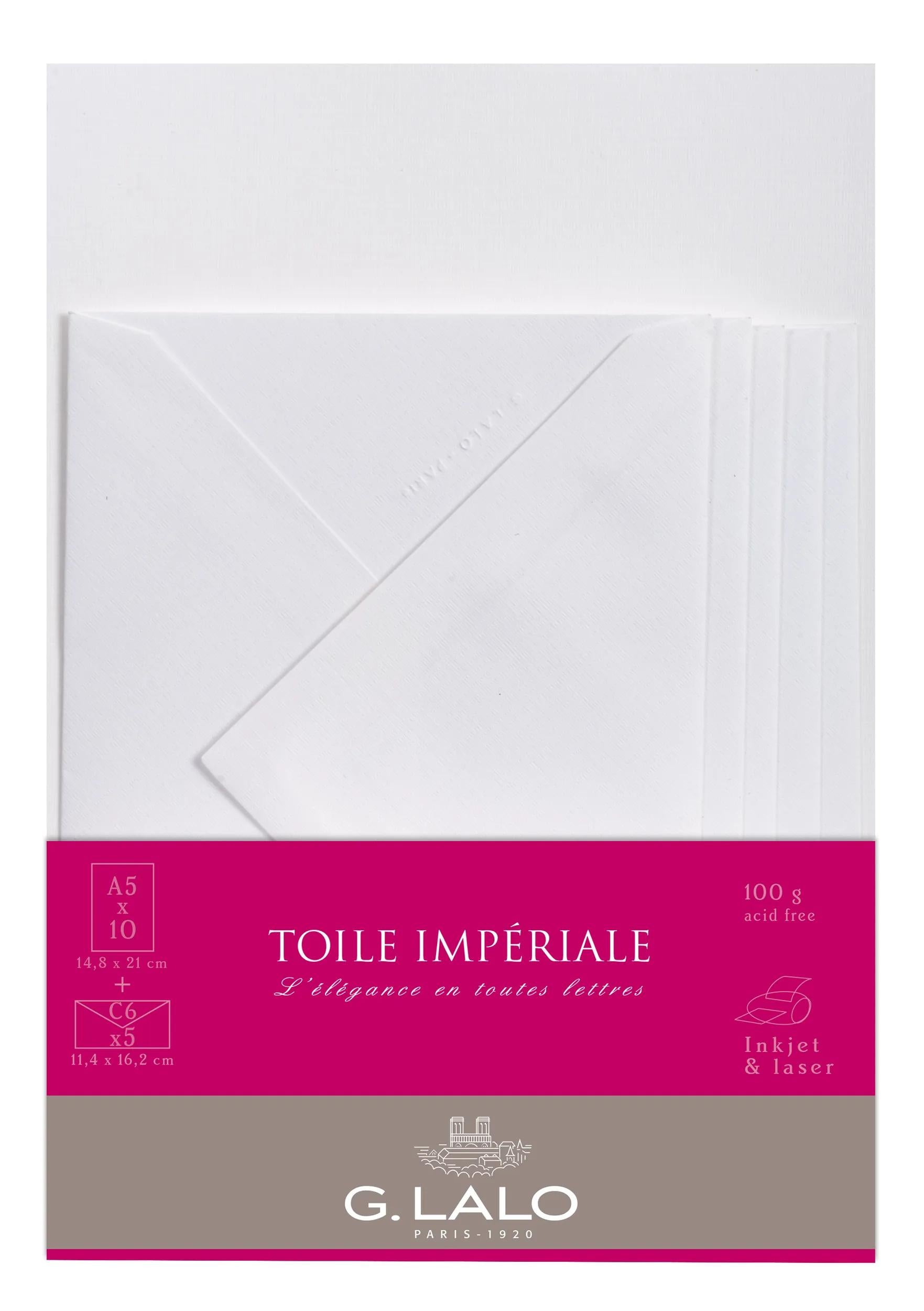 LALO Toile Impériale 10 Feuilles A5 + 5 Enveloppes C6-Correspondance-Lalo-Papeterie du Dôme