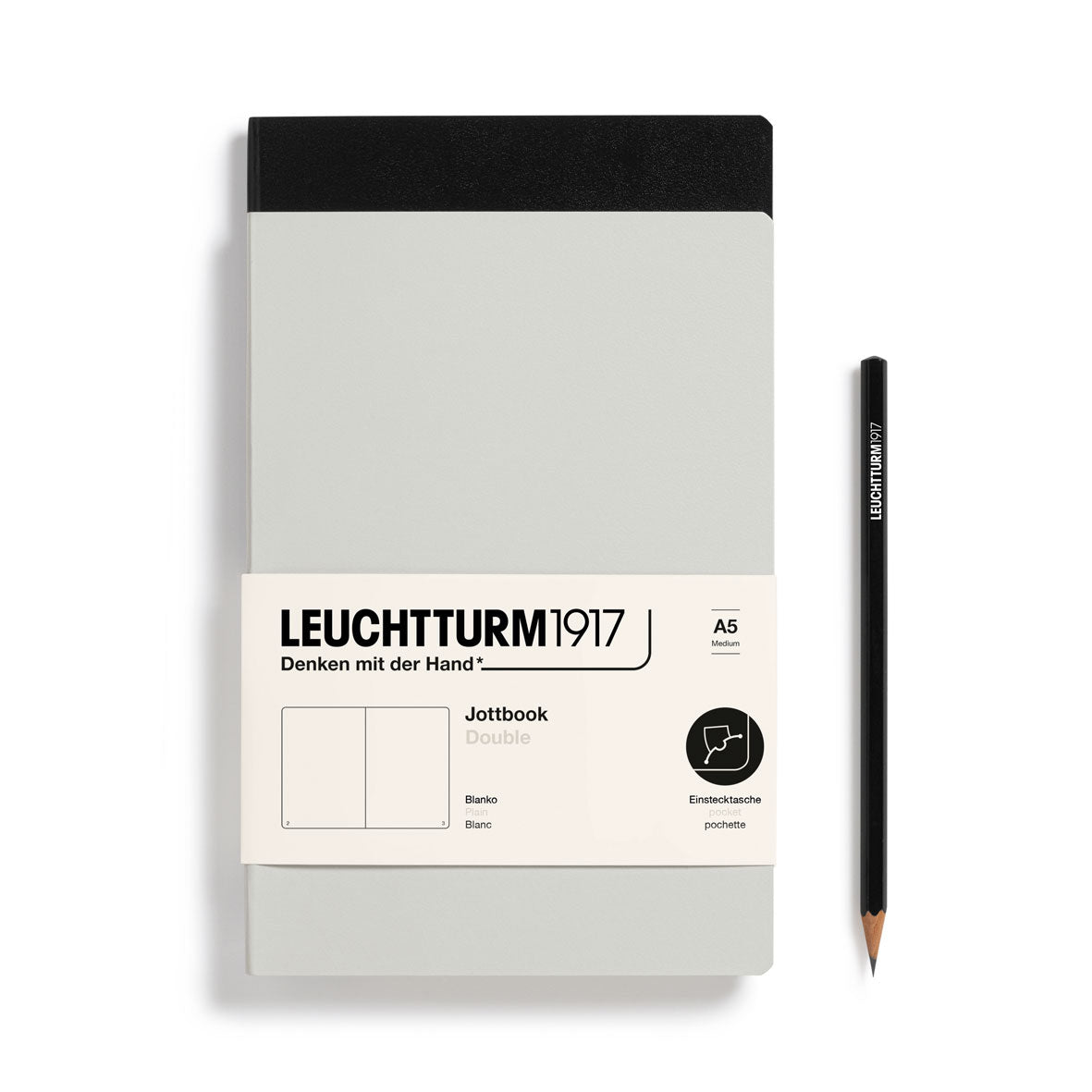 LCHT A5 Jottbook double pack-Carnet-Leuchtturm 1917-Light Grey et Noir-A5-Blanc-Papeterie du Dôme