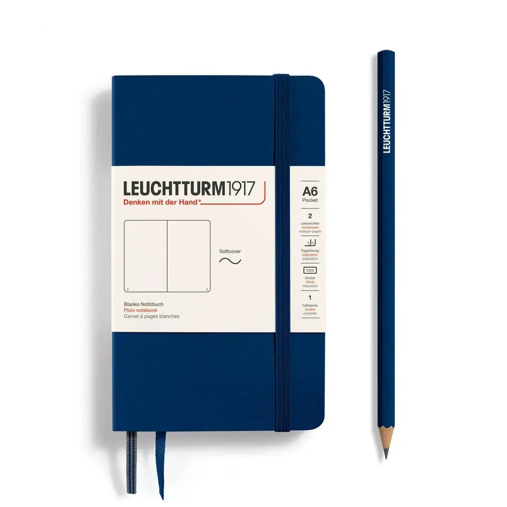LCHT A6 Souple Blanc-Carnet-Leuchtturm 1917-Bleu Marine-A6-Blanc-Papeterie du Dôme