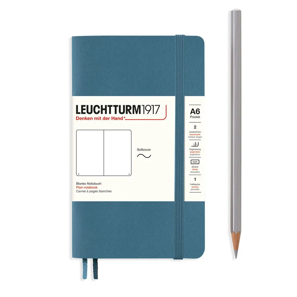 LCHT A6 Souple Blanc-Carnet-Leuchtturm 1917-Stone Blue-A6-Blanc-Papeterie du Dôme
