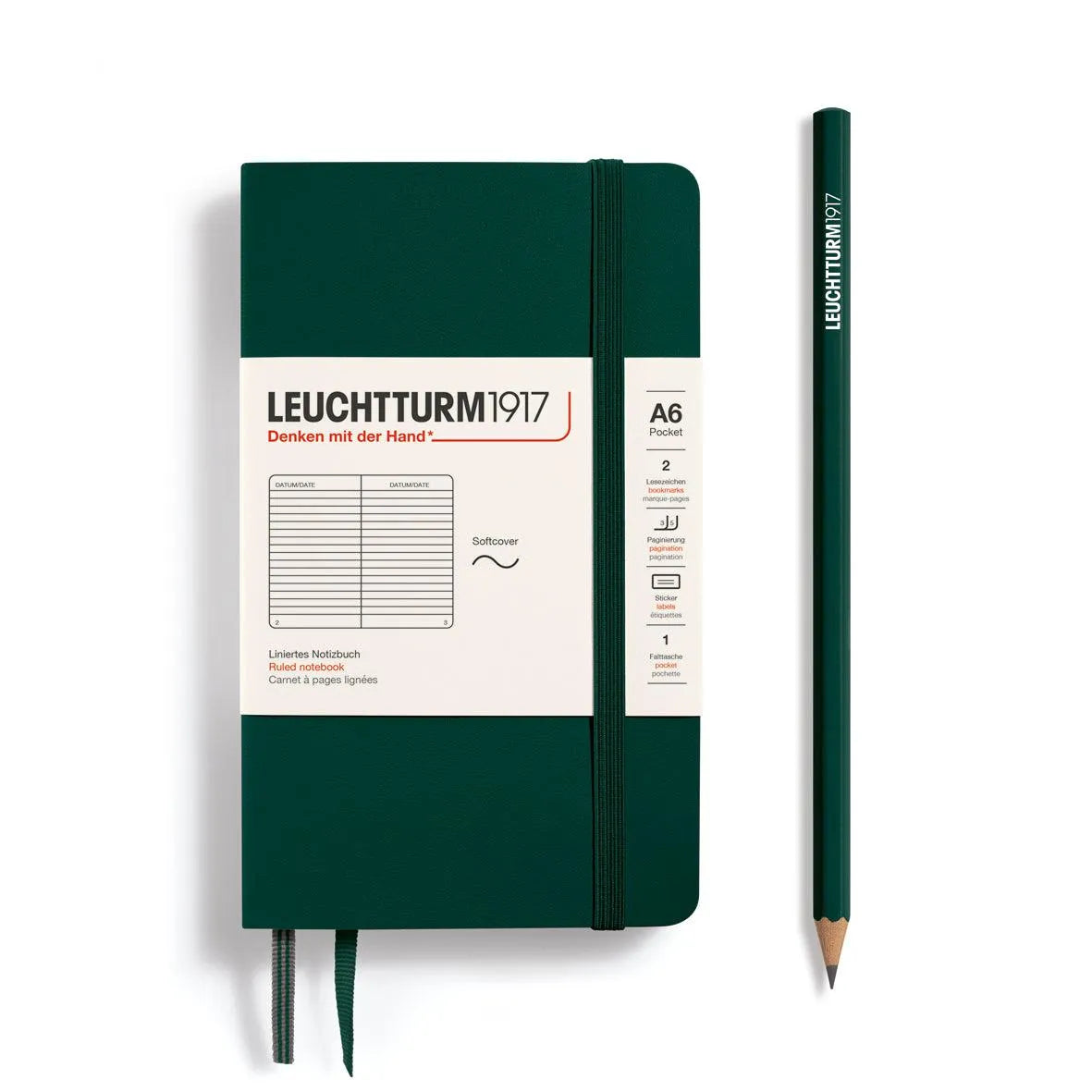 LCHT A6 Souple Ligné-Carnet-Leuchtturm 1917-Forest Green-A6-Ligné-Papeterie du Dôme