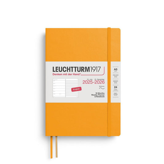 LCHT Agenda A5 Semaine sur une Page et Page de Notes 18 mois Souple - Anglais-Agenda-Leuchtturm 1917-2025-2026-Rising sun-A5-Papeterie du Dôme