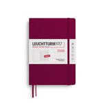 LCHT Agenda A5 Semainier & Carnet Ligné Rigide en Anglais-Agenda-Leuchtturm 1917-2026-Port red-A5-Papeterie du Dôme