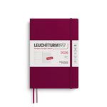 LCHT Agenda A5 Semainier & Carnet Ligné Souple - Anglais-Agenda-Leuchtturm 1917-2026-Port red-A5-Papeterie du Dôme