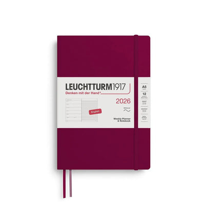 LCHT Agenda A5 Semainier & Carnet Ligné Souple - Anglais-Agenda-Leuchtturm 1917-2026-Port red-A5-Papeterie du Dôme
