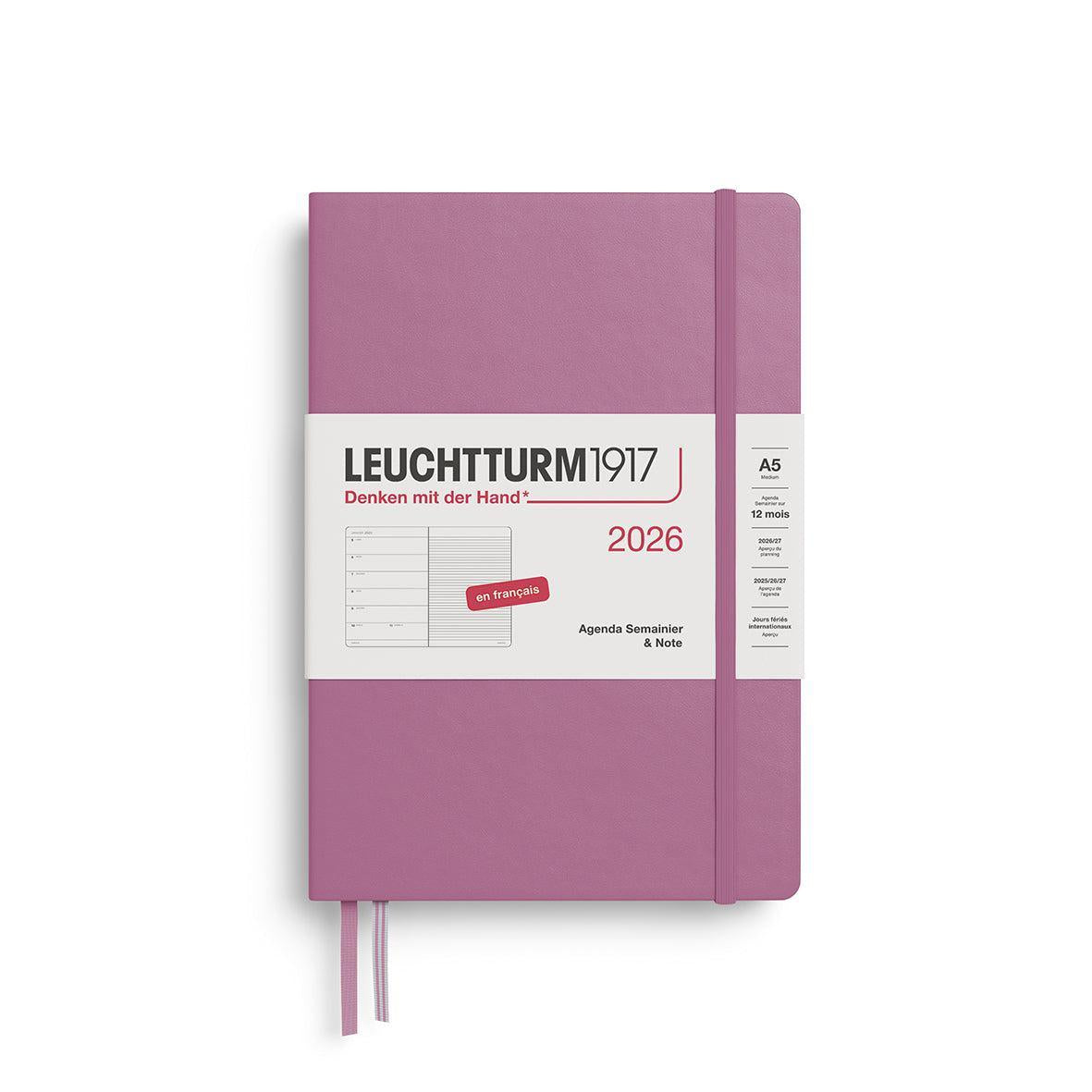LCHT Agenda A5 Semainier & Carnet Rigide - Français-Agenda-Leuchtturm 1917-2026-Dusty rose-A5-Papeterie du Dôme