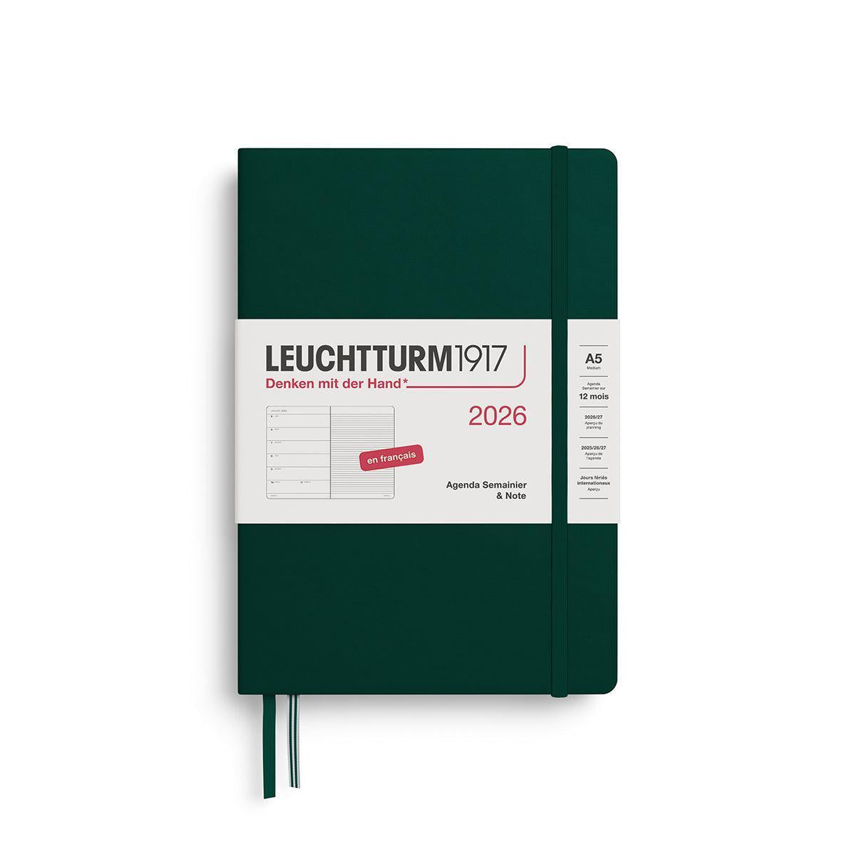LCHT Agenda A5 Semainier & Carnet Rigide - Français-Agenda-Leuchtturm 1917-2026-Forest green-A5-Papeterie du Dôme