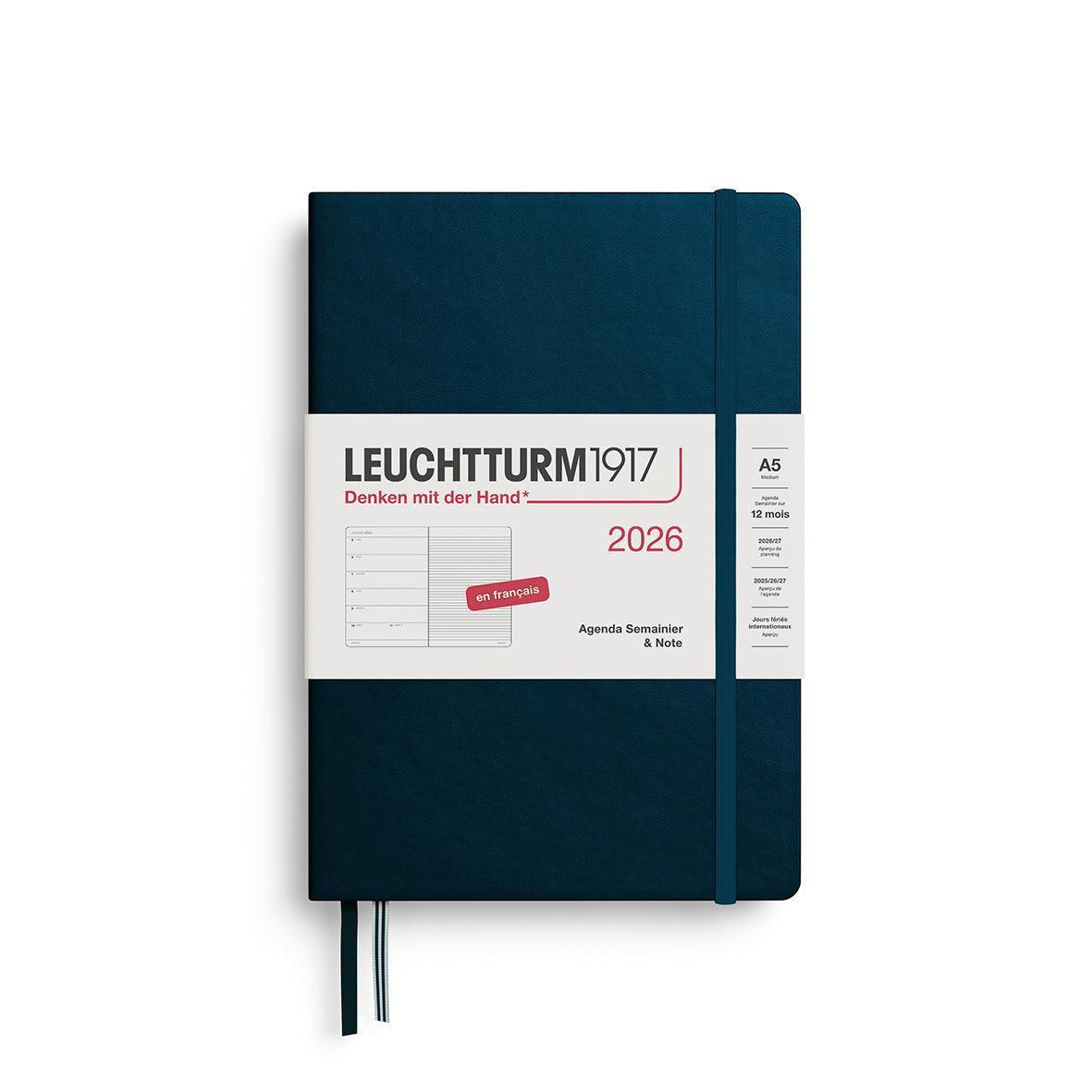 LCHT Agenda A5 Semainier & Carnet Rigide - Français-Agenda-Leuchtturm 1917-2026-Deep sea-A5-Papeterie du Dôme