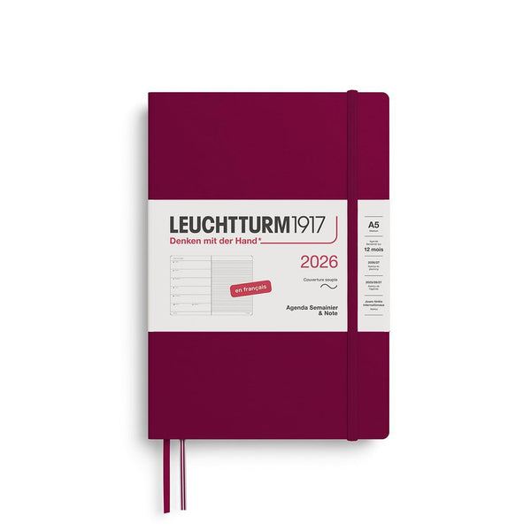 LCHT Agenda A5 Semainier & Carnet Souple - Français-Agenda-Leuchtturm 1917-2026-Port red-A5-Papeterie du Dôme