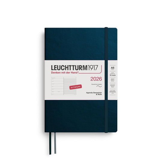 LCHT Agenda A5 Semainier & Carnet Souple - Français-Agenda-Leuchtturm 1917-2026-Deep sea-A5-Papeterie du Dôme